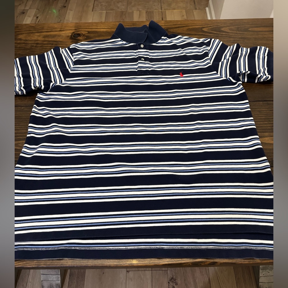 Ralph Lauren Navy and White Striped Polo